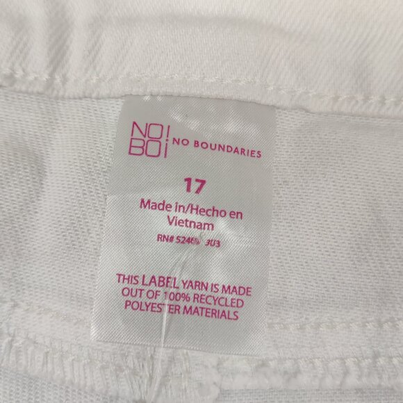 No Boundaries Women's Flare Pants NEW Size 17 White Cotton High Rise Minimalist - Picture 5 of 13